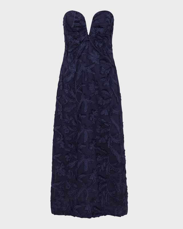 Zhen Embroidered Strapless Maxi Dress